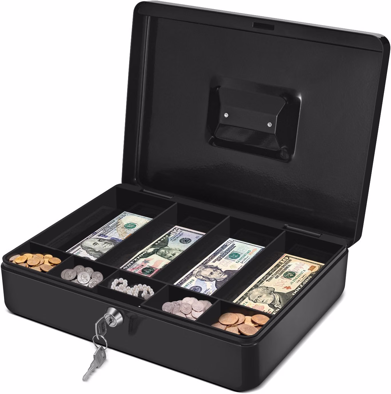 Cash Box with Money Tray and Lock