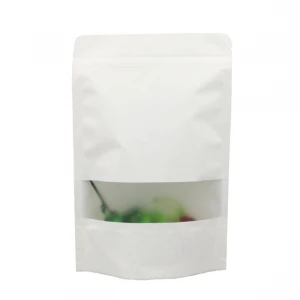 White 4" x 6" Stand Up Zipper Pouch Bags with Rectangular Window - 3000/Case