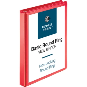 Business Source 1" D Ring Red Binder - Each