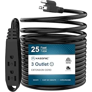 25-Feet 3 Outlet Extension Cord - Multi-Outlet Indoor/Outdoor Use - Each