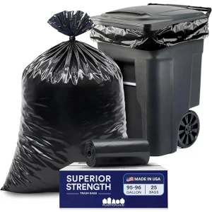 Heavy Duty 1.5 Mil Black Trash Bags  61" x 68" Industrial-Strength (25 Count)