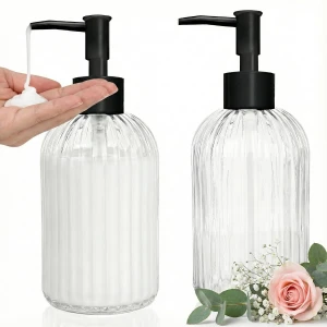 14 Oz Clear Liquid Hand Soap Dispenser with Pump - 2/Bottles