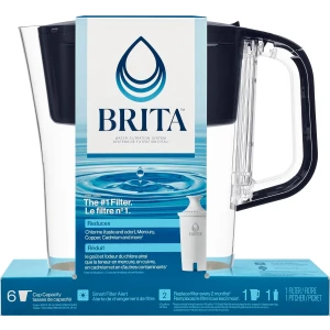 Brita 6 Cup Filter Pitcher with Smart Light Indicator, Reduces Chlorine taste and odour from Tap Water, Filters 151 Litres, Denali, Black - Each