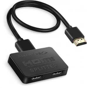 HDMI Splitter 1 in 2 Out [with 4FT HDMI Cable] 4K HDMI Splitter Duplicate/Mirror Screen Only (Not Extend), 1x2 HDMI Distributor Adapters (Copy 1 Source to 2 Displays at The Same Time)