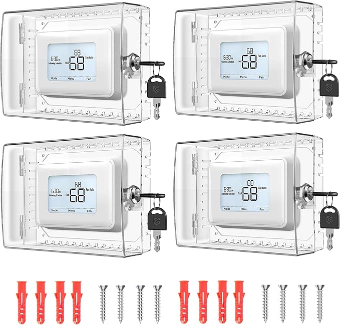 Gedreew Large Thermostat Lock Box Cover with Key Clear Thermostat Cover with Lock Compatible With Home Thermostat On Wall, AC Lock Box Cover with Key Fits Thermostats 5"H x 6" W or Smaller