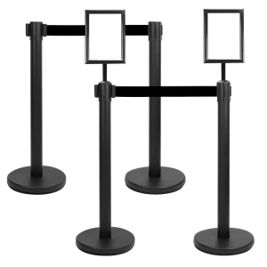 Queue Post Barriers - 4 Set Crowd Control Barriers Poles and Ropes with 2pcs Stanchion Post.
