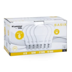 A19 9W 2700K Non-Dimmable LED Bulb - 6/Pack
