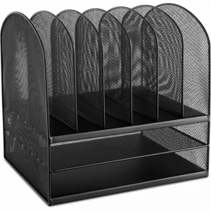 Safco 8 Compartment(s) - Desk Organizer 13" x 13.2" x 11.5" - Black - Steel - Each