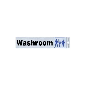 Brushed Nickel Hillman Washroom Sign - 8" x 2" Unisex Restroom Signs - Each