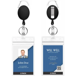 ID Badge Holder with Clip Badge Reels Retractable - 2/Pack