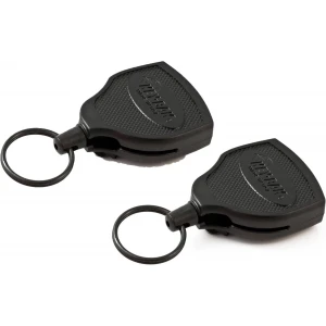 Key-Bak Locking Professional Heavy Duty Self Retracting Key Reel with Retractable Kevlar Cord, 48" Black -  2/Pack