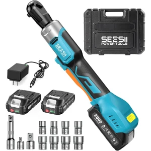SEESII 21V Cordless Ratchet Wrench, 60 ft-lbs Electric Ratchet 3/8"