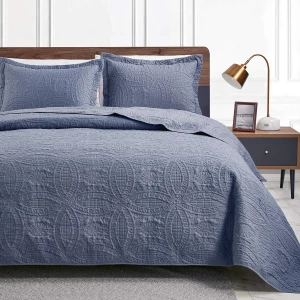 Love's cabin Quilts for Queen Bed Blue Bedspreads - 3 Piece (1 Quilt, 2 Pillow Shams)