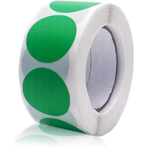 Green Colour Dot Circles 1" Diametre with 500 labels per Roll - Each