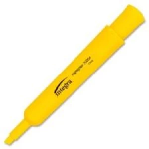 Integra Desk Highlighter - Chisel Marker Point Style - Yellow Water Based Ink - Yellow Barrel - 1 Dozen