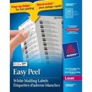 Avery Return Address Label - Permanent Adhesive - 1/2'' Width x 1 3/4'' Length - Rectangle - Laser - White - 8000 / Box