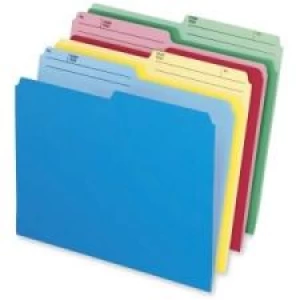 Pendaflex Cutless Top Tab File Folder - Letter - 8 1/2'' x 11'' Sheet Size - 1/2 Tab Cut - Top Tab Location - Assorted - Recycled - 24 / Box