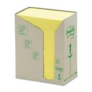 Post-it Green Recycled Notes - 3'' x 5'', Yellow, 16 Pads/ Pack