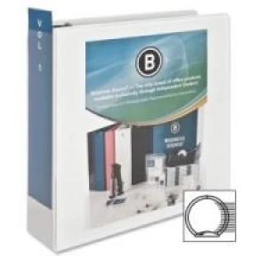 Business Source Round Ring View Binder - 3'' Binder Capacity - Letter - 8 1/2'' x 11'' Sheet Size - 625 Sheet Capacity - Round Ring Fastener - 2 Internal Pocket(s) - Polypropylene - White - 1