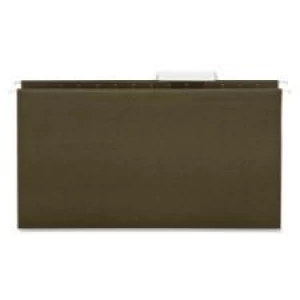 Business Source Standard Hanging File Folder - Legal - 8 1/2'' x 14'' Sheet Size - 1/3 Tab Cut - 11 pt. Folder Thickness - Green - Recycled - 25 / Box