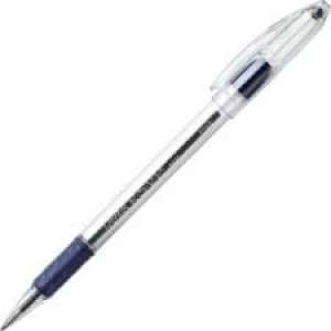 Pentel RSVP Stick Pen - Fine Pen Point Type - Refillable - Blue Ink - Clear Barrel - Each