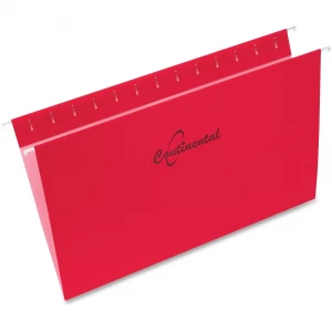 Continental Legal Size Red Hanging File Folders - 25/Box